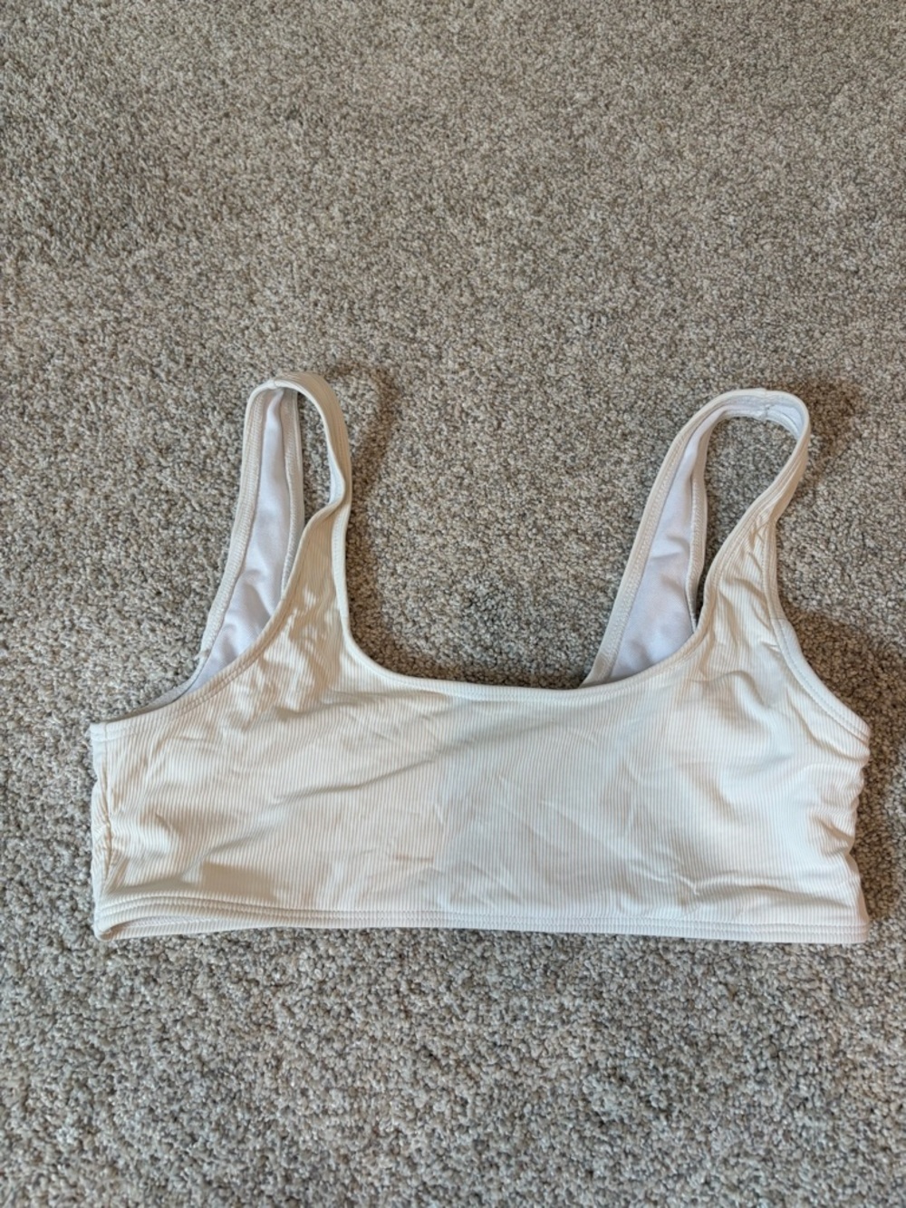 SHEIN Ribbed Scoop Bralette in Cream